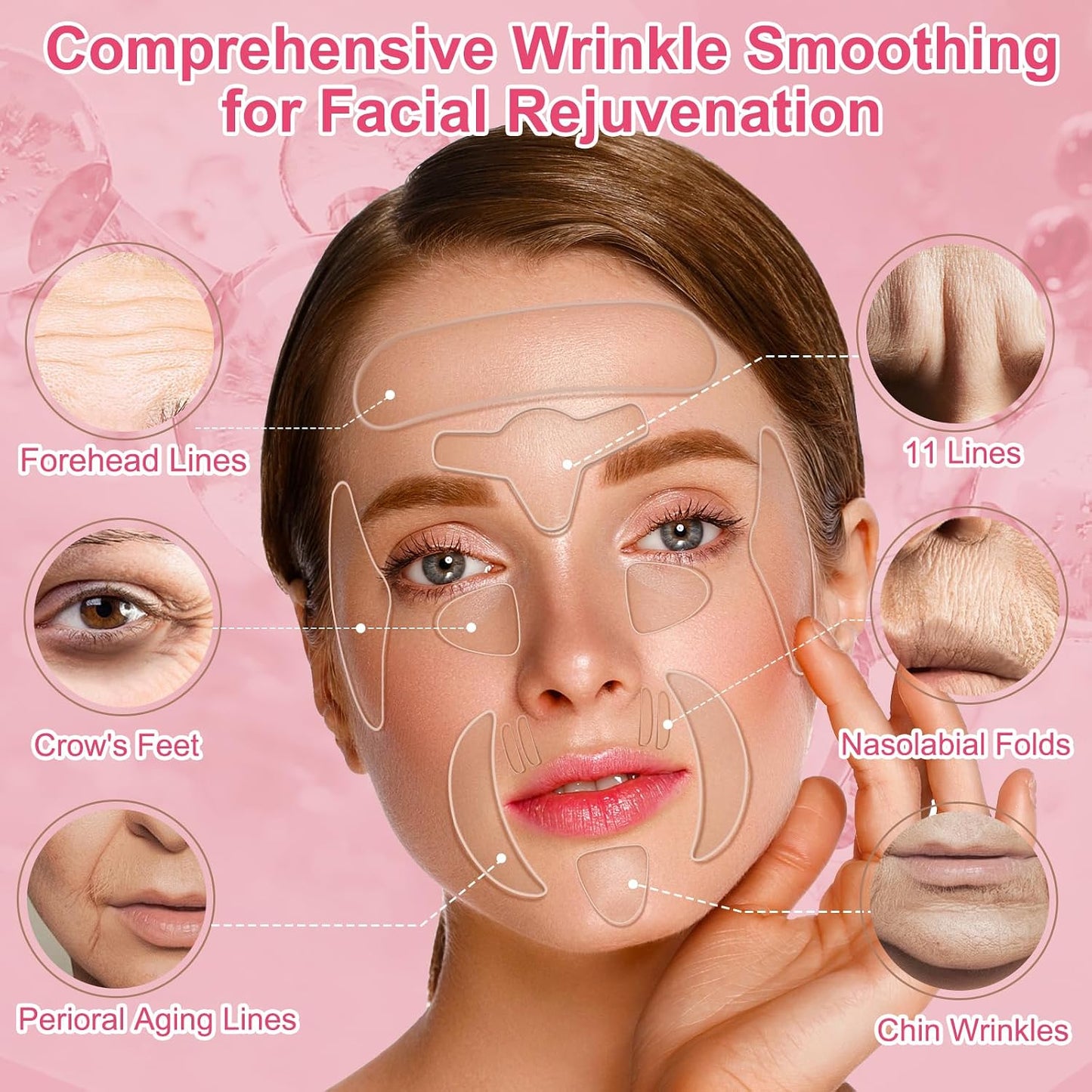 16 PCS Reusable Face Wrinkle Patches Kit | Face Patches for Wrinkles | Reusable Silicone Smoothing Pads for Brow Lift | Patches for Wrinkles | Non Invasive Reusable Wrinkle Smoothers | 4 Patches
