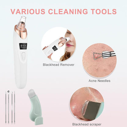 2026 Blackhead Vacuum, Pore Vacuum,Rechargeable Black Head Remover for Face | 3 Adjustable Suction Levels, 5 Replaceable Heads, Blackhead Spatula for Women & Men, Blackhead Remover Vacuum for Deep Clean