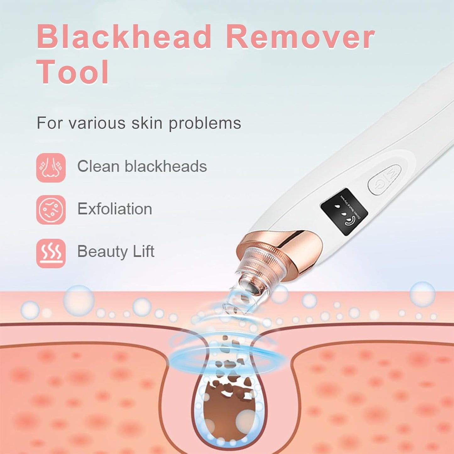 2026 Blackhead Vacuum, Pore Vacuum,Rechargeable Black Head Remover for Face | 3 Adjustable Suction Levels, 5 Replaceable Heads, Blackhead Spatula for Women & Men, Blackhead Remover Vacuum for Deep Clean
