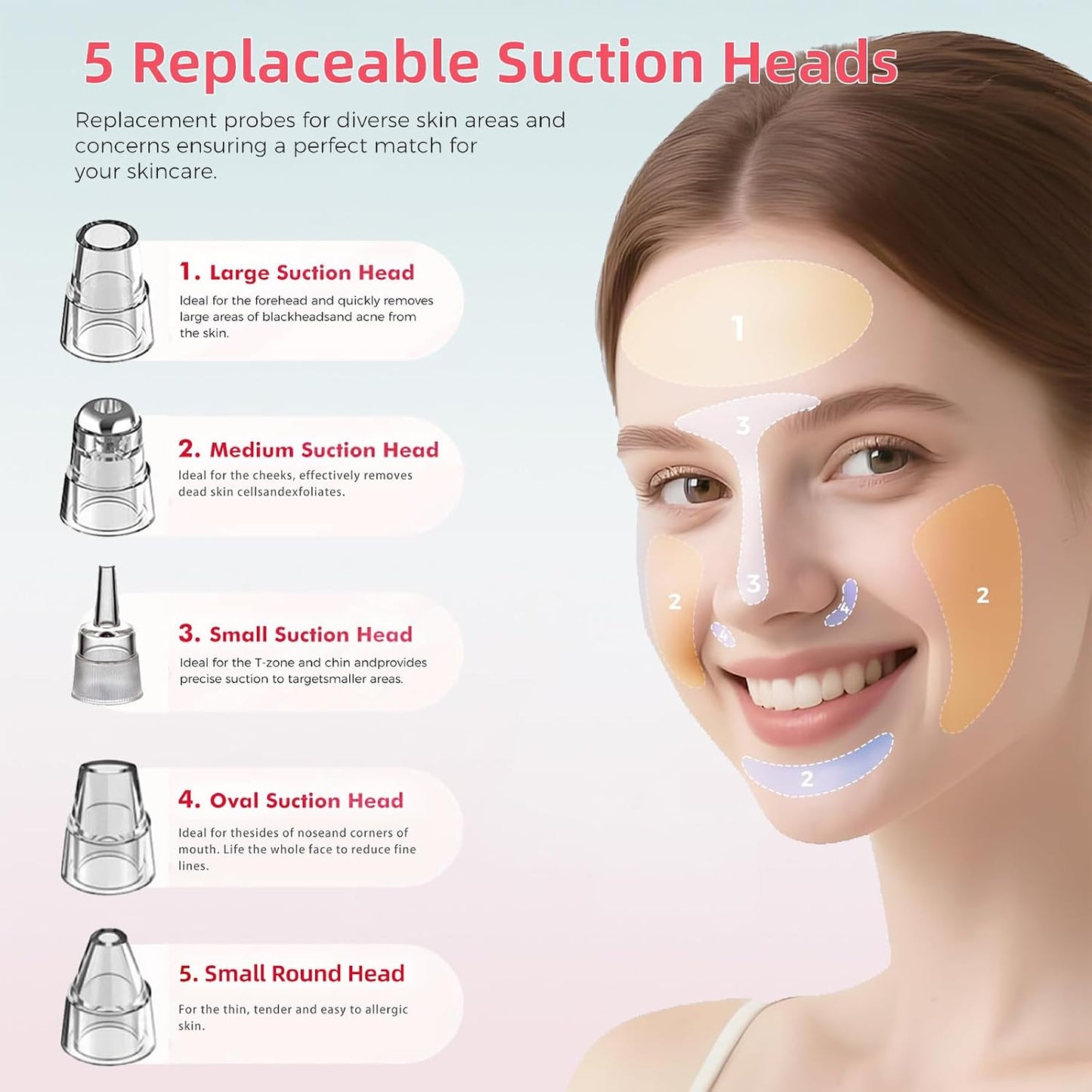 2026 Blackhead Vacuum, Pore Vacuum,Rechargeable Black Head Remover for Face | 3 Adjustable Suction Levels, 5 Replaceable Heads, Blackhead Spatula for Women & Men, Blackhead Remover Vacuum for Deep Clean