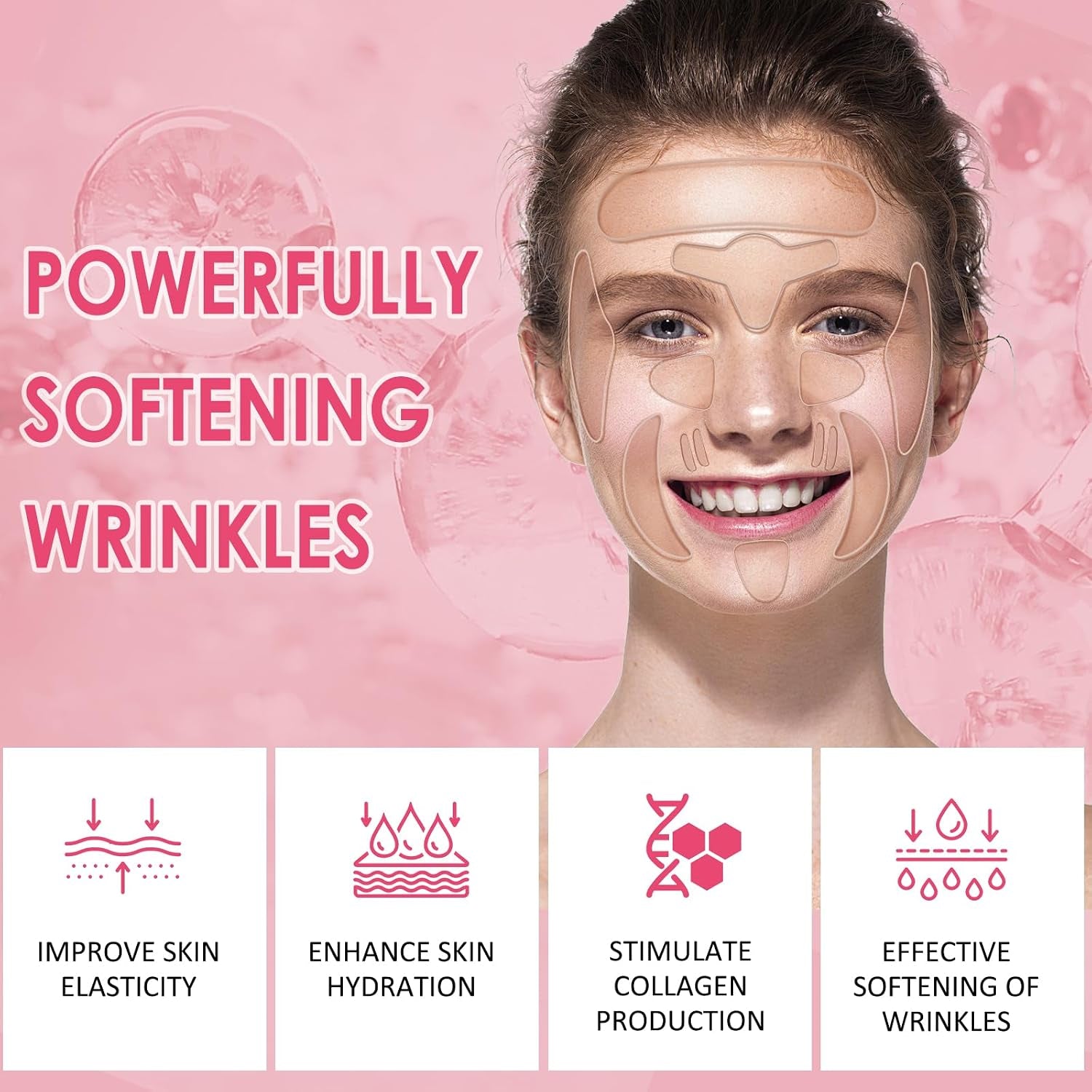 16 PCS Reusable Face Wrinkle Patches Kit | Face Patches for Wrinkles | Reusable Silicone Smoothing Pads for Brow Lift | Patches for Wrinkles | Non Invasive Reusable Wrinkle Smoothers | 4 Patches
